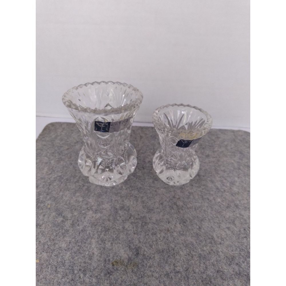 Vintage Crystal Glass Vases Set Decorative Flower Holder Decor Small & Medium